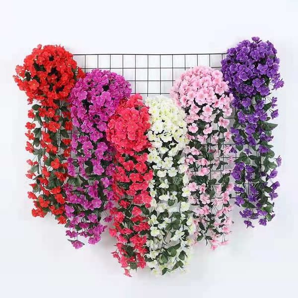 2 buketter Petal hengende kunstige blomster, kunstig blåregn