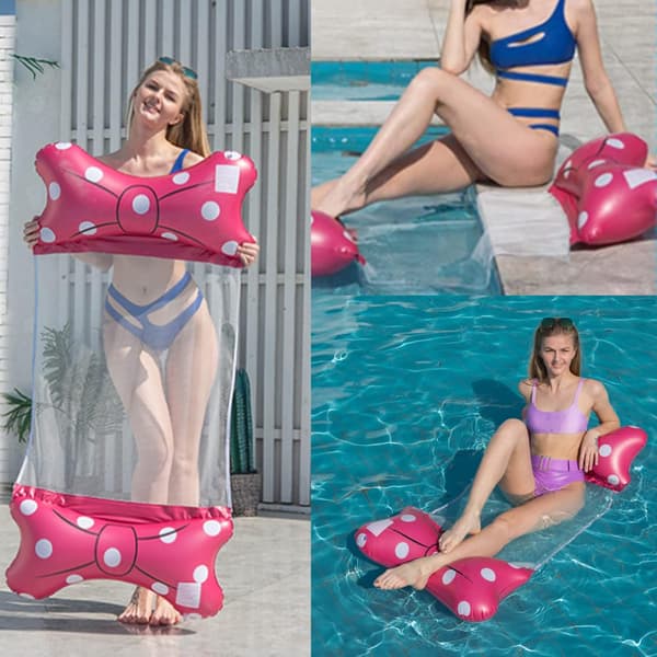 Oppustelig Poolhængekøje til Voksne - Multifunktionel Vandlounge & Flydende Stol, Kraftig PVC Poolflåde til Afslapning Pink