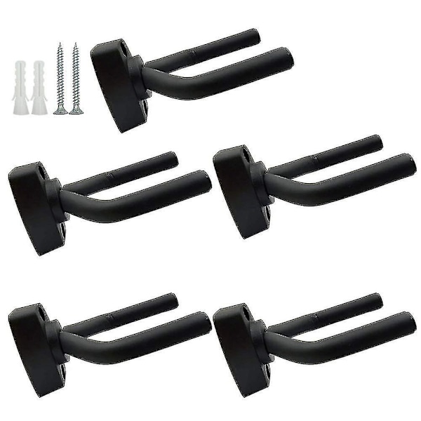 5-pack Black Guitar Hangers Wall Mount with Screws Fits Guitars