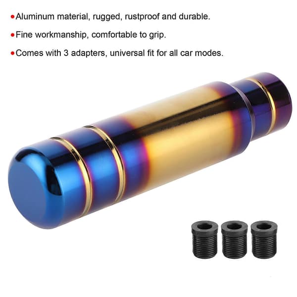5.1in Aluminium Gear Shift Knob Brændt Blå med 3 Adaptere Universal til Bil