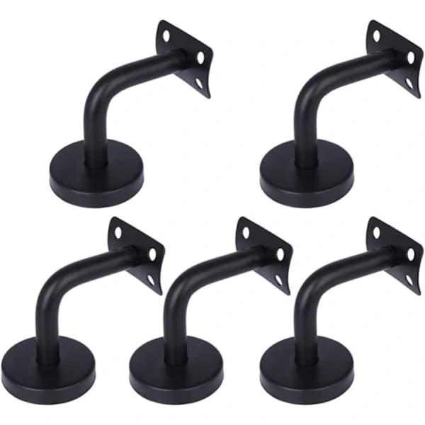 5-delt gelænderstøttesæt, sort gelænderstøtte, gelænderstøtte i rustfrit stål.