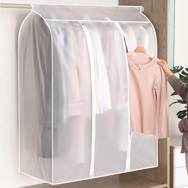 Transparent Frosted Garment Rack Covers with Zipper and Hook and Loop Fastener