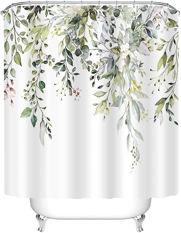 Toppväxt akvarellblad med blommor badrumsdekoration duschdraperi 180*180cm med krok