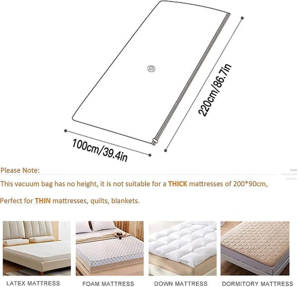 Large Vacuum Storage Bags for Mattress Clothes Waterproof Lockable Reusable Space-Saving Compression Mattress 80% No Vacuum Pump 220*100cm