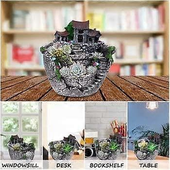 Blomsterpotte, Mini Hagepottebeholder Eventyrhagepotte Med Søtt Hus Borddekor