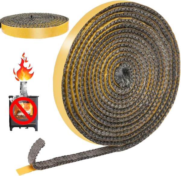 4m selvklæbende skorstensindsatsforsegling (3mm x 15mm x 4m), glasfiber