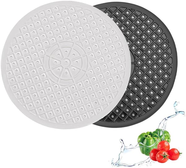 Rubber Sink Mat, Round Ø31cm, White and Black, 2 Pieces, for Sink Bottom