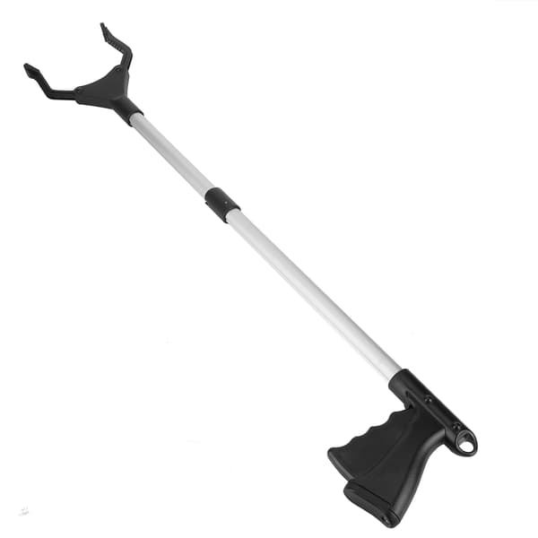 Multifunctional Foldable Long Trash Clip Grabber Tool Sanitation Cleaning Supplies Black Handle Silver Tube