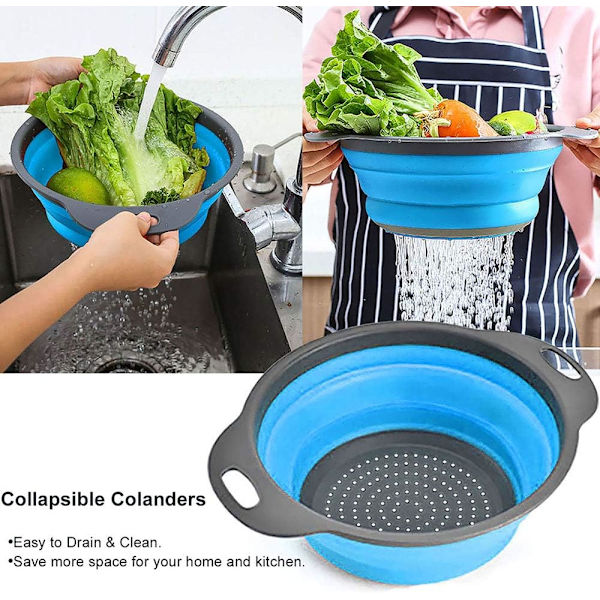 Kitchen Strainer Pasta Vegetables Fruit Blue 2L Capacity[YJD]