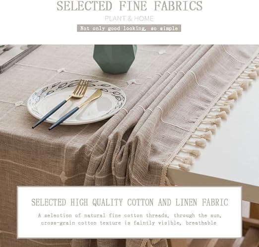 (Square Brown, 140 x 180 cm) Rectangular Tablecloth Stain Resistant Waterproof Outdoor Tablecloth Cotton and Linen Tablecloth Suitable for Kitchen, Garden