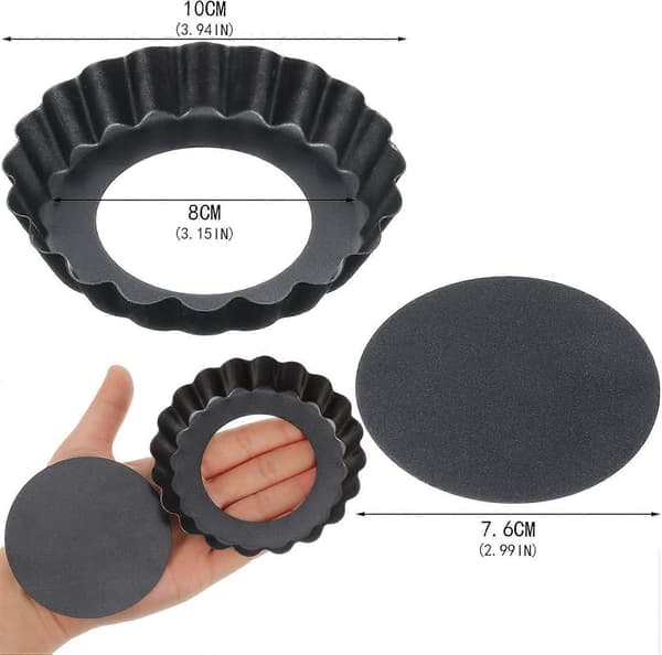 6-pack non-stick 10 cm quiche and tart pans with removable bottom