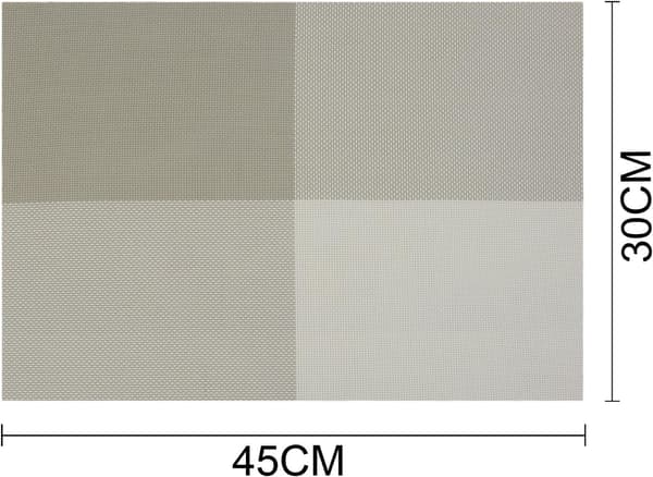 45 x 30 cm Ny rutig PVC/PET-bordstablett pm419, set om 6 grå -