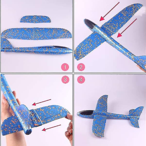 4-pakning flyleker, 48 cm skumglidefly, manuelt kast, morsomt fly