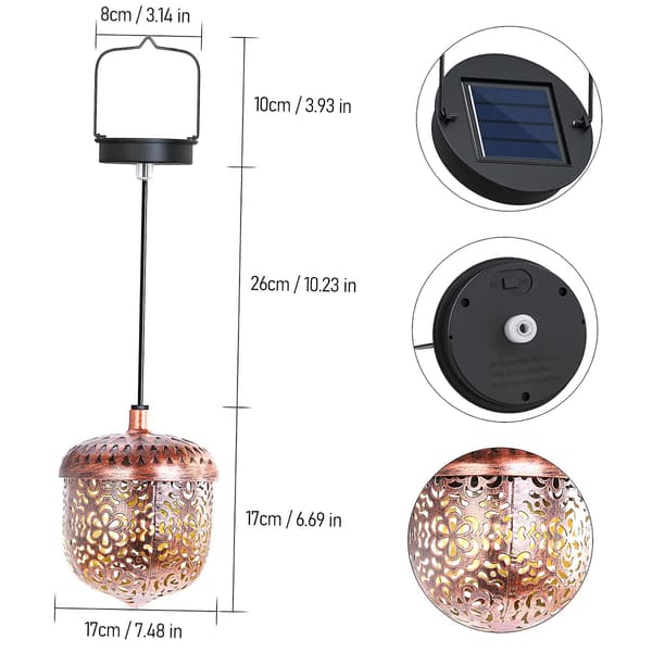 Solcellelampe til Udendørs, Have, Dekorativ Metallampe IP65 Vandtæt