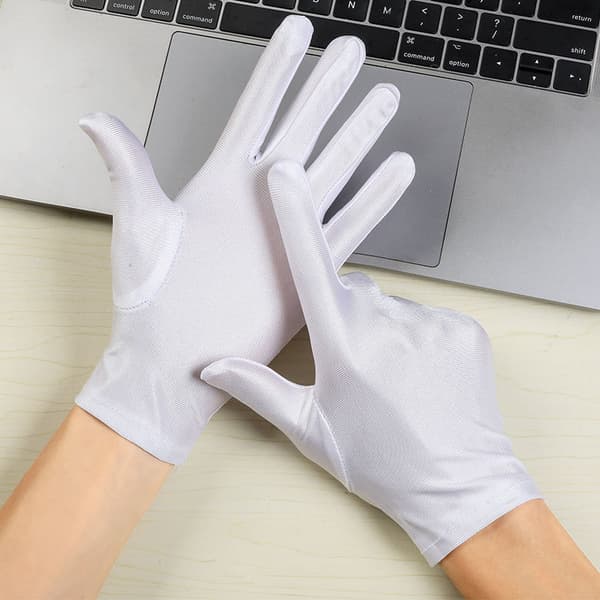 8 Stykker Hvide Handsker Hvide Bomuldshandsker Cosplay Kostume Kjolehandsker Håndled Formelle Handsker til Fest