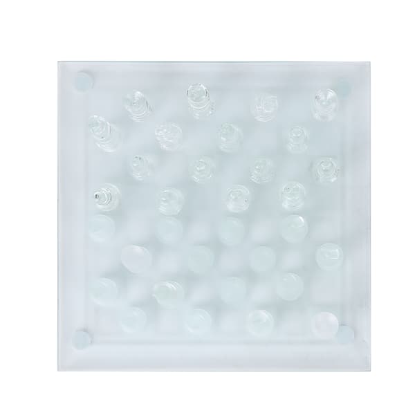 25x25cm Mattpolerat Glas Kristall Internationellt Schack 1 Schackbräde och 32 Schackpjäser