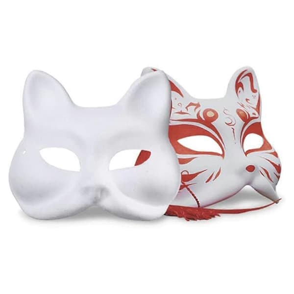 15 stk DIY Hvide Papirmasker Kat med Akrylmaling - Håndmalede Personlige Masker til Dansepar