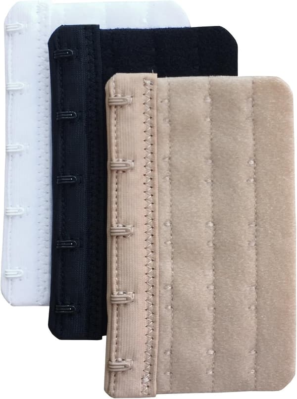 Blandat 3-pack mjuka och bekväma bh-förlängare med 5 hakar, 5,9 cm x 9,4 cm