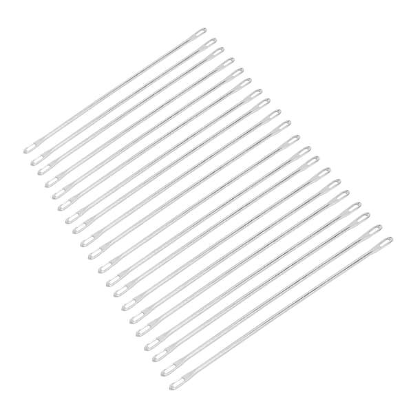 20 pcs Double Eye Needle Metal 9 cm Long Transfer Needle Fits Knitting Machine
