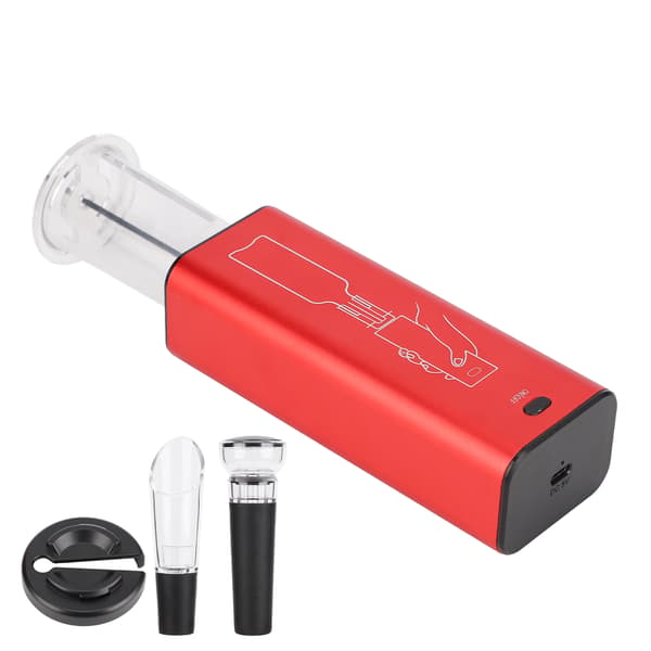 Electric Wine Opener Aluminum Alloy ABS Effort-Saving USB Charging Electric Corkscrew with Foil Cutter Pourer Stopper