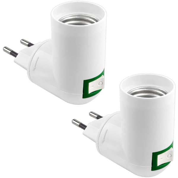 E27 with Wireless Switch for AC 230V Wall Kitchen Lamp, LED Lamp Holder, E27 Adapter Mini Indoor Wall Lamp, Spot E27 Lamp, Set of 2 (without bulb)