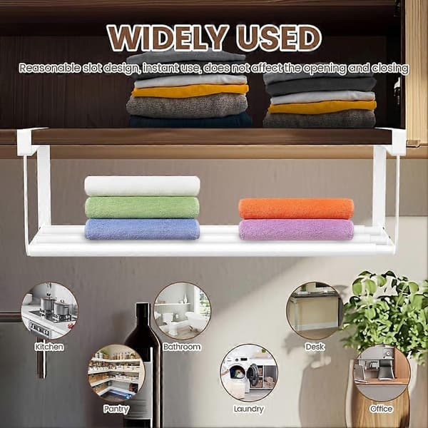 Extendable Hanging Shoe Rack, Retractable Shoe Shelf, Under Shelf Hanging Storage and Organization, Adjustable Holder A (FMY) White White