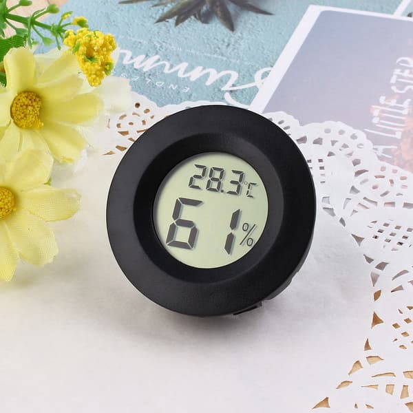 Hilitand Digital Cigar Humidor Hygrometer Termometer Sort Rund Urskive Lagertilbud
