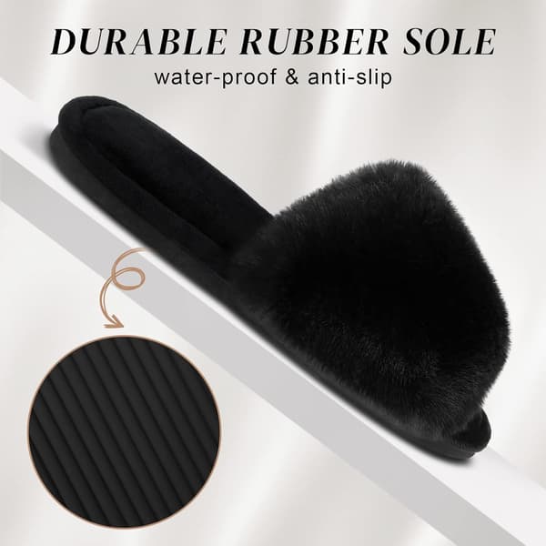Fuzzy hjemmesko til kvinder, åben tå, slip-on, sort 7-8 46211 Black