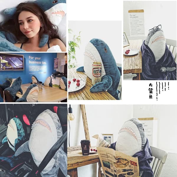 (60cm/23.62 inches, Blue) Giant Shark Plush Pillow Soft Stuffed Anim