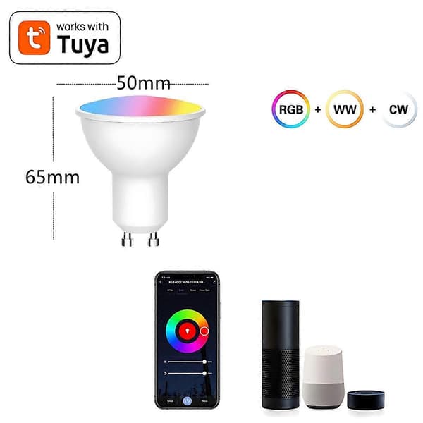 Tuya WiFi GU10 Smart LED-lampe Dimbar 6W 220V 4-pakning