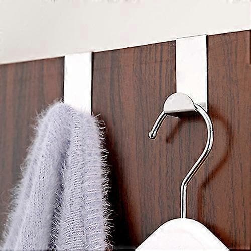 2 Pcs Storage Hooks High Durability Space-saving Metal Punch Free Towel and Clothes Storage Hooks for Home