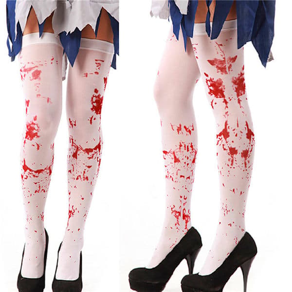 2 par Halloween COS sygeplejerske blodige strømper Halloween blodstrømpe A