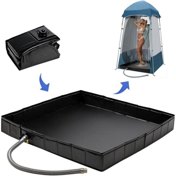 Bärbar hopfällbar duschbas för camping - Perfekt för utomhusdusch, duschtält, camping, husbil, husdjursbad