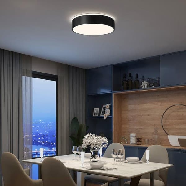 Sort LED Loftlampe, Minimalistisk Plafond, Loftlampe 3 Farvetemperaturer, 24 cm Velegnet til Soveværelse Balkon Spisestue Studieværelse