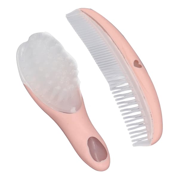 Baby Brush and Comb Set Cute Pink Small Compact Lightweight Portable Soft Comfortable Massage Tool for Infants