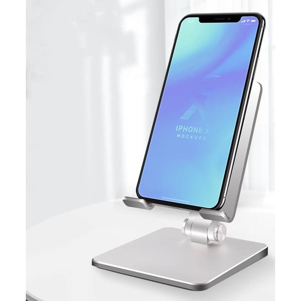 Tabletstativ, justerbart i flere vinkler, foldbart, stabilt tabletstativ i aluminiumlegering til hjemmekontor, rejser MT133 Sølv