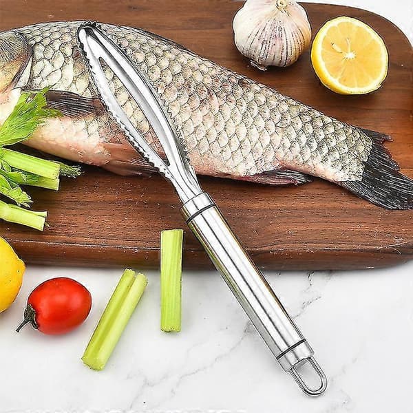 Fiskeskraperbørste Fiskeskraperfjerner med rustfritt stål sagtann (1 stk, sølv) yu