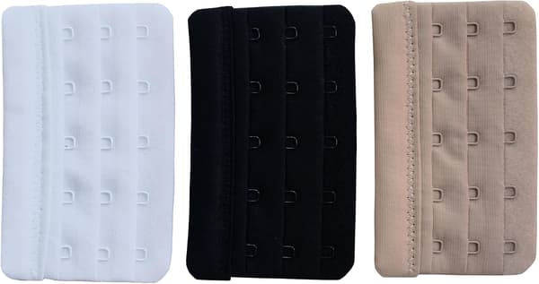Blandat 3-pack mjuka och bekväma bh-förlängare med 5 hakar, 5,9 cm x 9,4 cm
