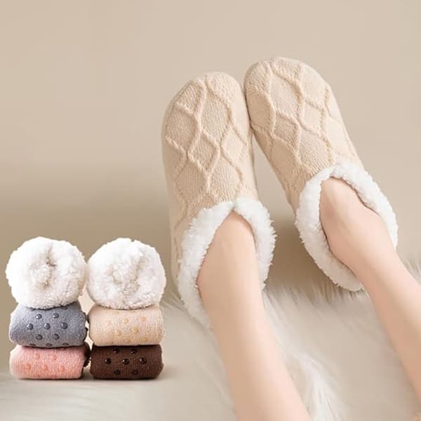 Dame hjemmesko - Vintervarme - Fluffy Sherpa-foring - Ultrakomfortable til bare fødder - One Size (Vaskbare)