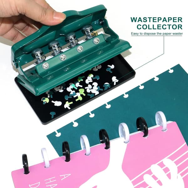 Heavy Duty 4-Hole T-Shaped Paper Punch Tool for Office and Students