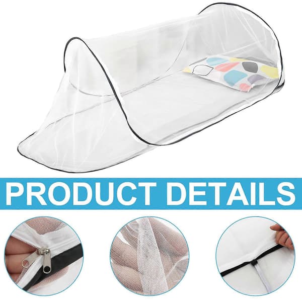 Pop-up Mosquito Tent, Camping Mosquito Net, Adjustable Foldable Fine Mosquito Net with Double Zipper for Travel