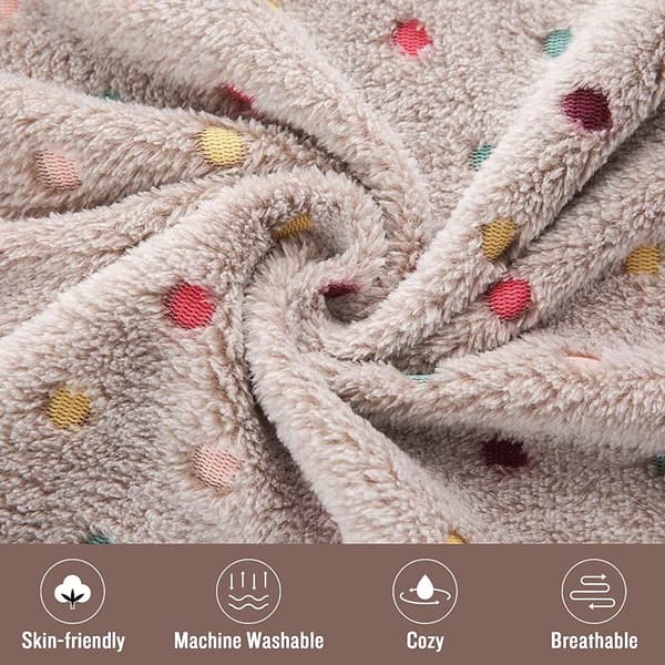 1 pakke med 3 superbløde og luftige premium fleece-kæledyrstæpper i flannel til hundehvalpe og katte, lyse pletter, små (60*40cm)