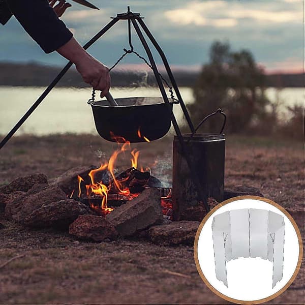 Vindskydd för Campingkök Utomhus Campingtillbehör 8 Plåtar Vindruta Vikbart Gasspis Vindskydd Köksutrustning