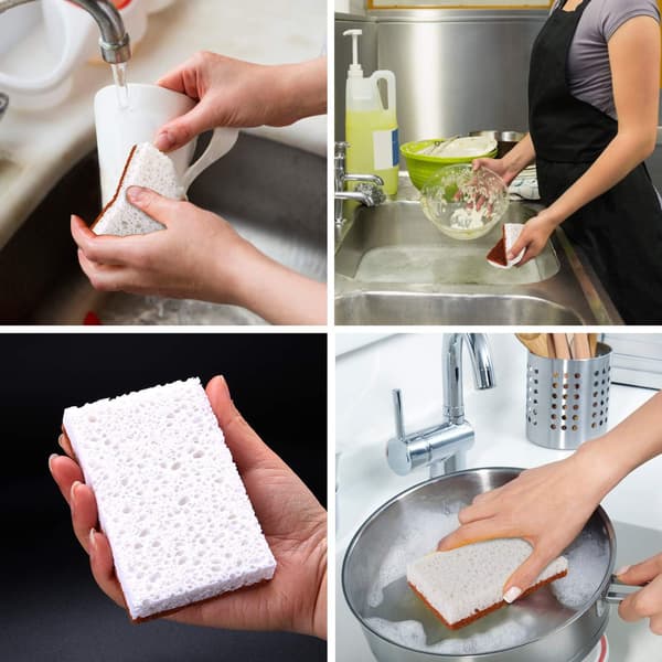 Natural Vegetable Scrubber Sponge 12-pack, Palm Fiber Scrubber Sponge, Biodegradable Compostable Sponge, Durable Odorless Sink Kitchen Scrubber