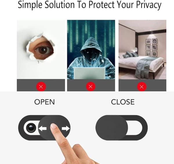 8 stk. webcam-cover (sort), ultratyndt beskyttelse til frontkamera, kamerabeskyttelse til bærbar computer, smartphone, tablet, MacBook Pro, iPad