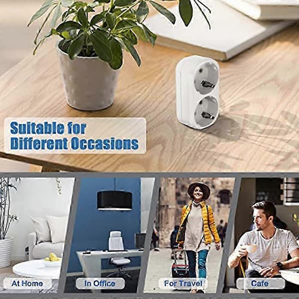 3 stk EU-uttaksadapter 2-i-1 trippelkontakt 16A/250V 3680W Maks hvit White