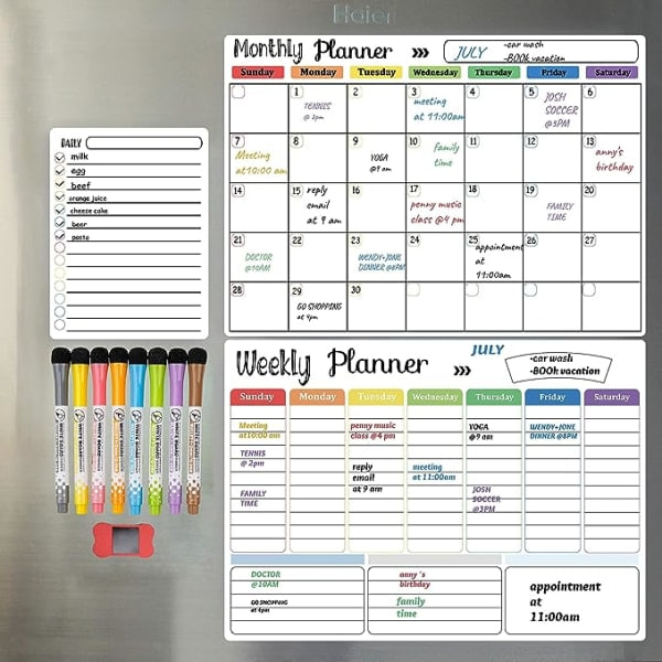Whiteboardkalender, magnetisk kylskåpskalender, månadskalender