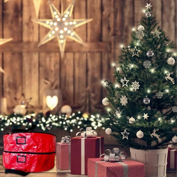 Christmas Wreath Storage Bag, Large Capacity, Double Zipper, Container with Handles