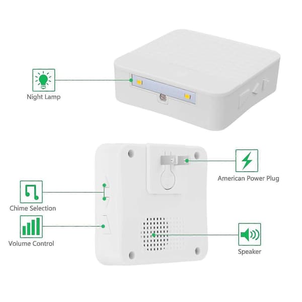 Wireless Doorbell with LED Night Light, Solar Doorbell Waterproof Ringtone Remote Control Panel Push