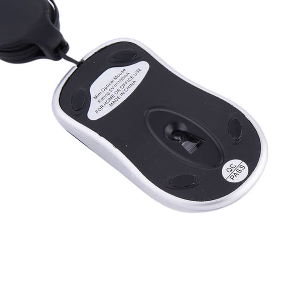 Mini optisk computermus med udtrækkeligt USB-kabel til rejser